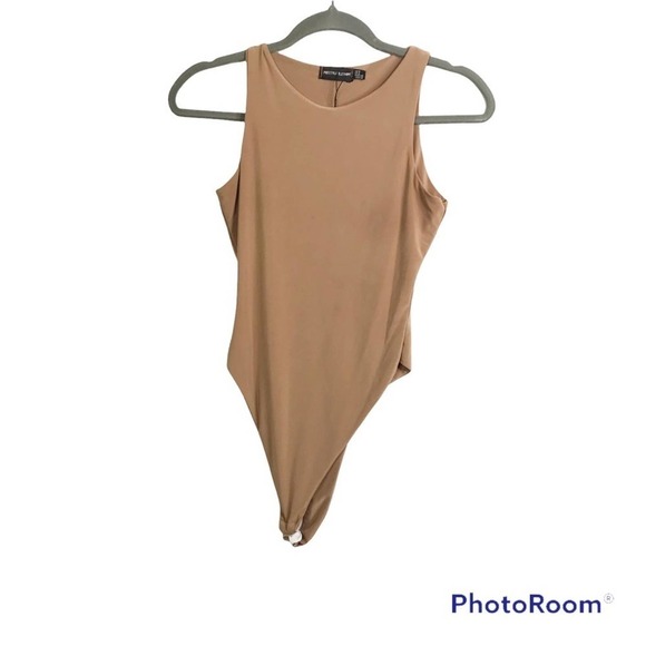 Prettylittlething camel brown sleeveless bodysuit size 4 nwot - Picture 1 of 8